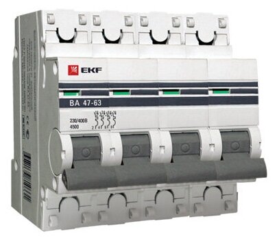 Модульный автоматический выключатель ВА 47-63 PROxima 4 полюса, 16А, х-ка C. mcb4763-4-16C-pro EKF (6шт)