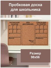 Пробковая доска для заметок 98х56см "Планер Школьника"