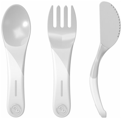 Набор приборов Twistshake (Learn Cutlery). Пастельный серый (Pastel Grey). Возраст 6+m. Арт. 78204