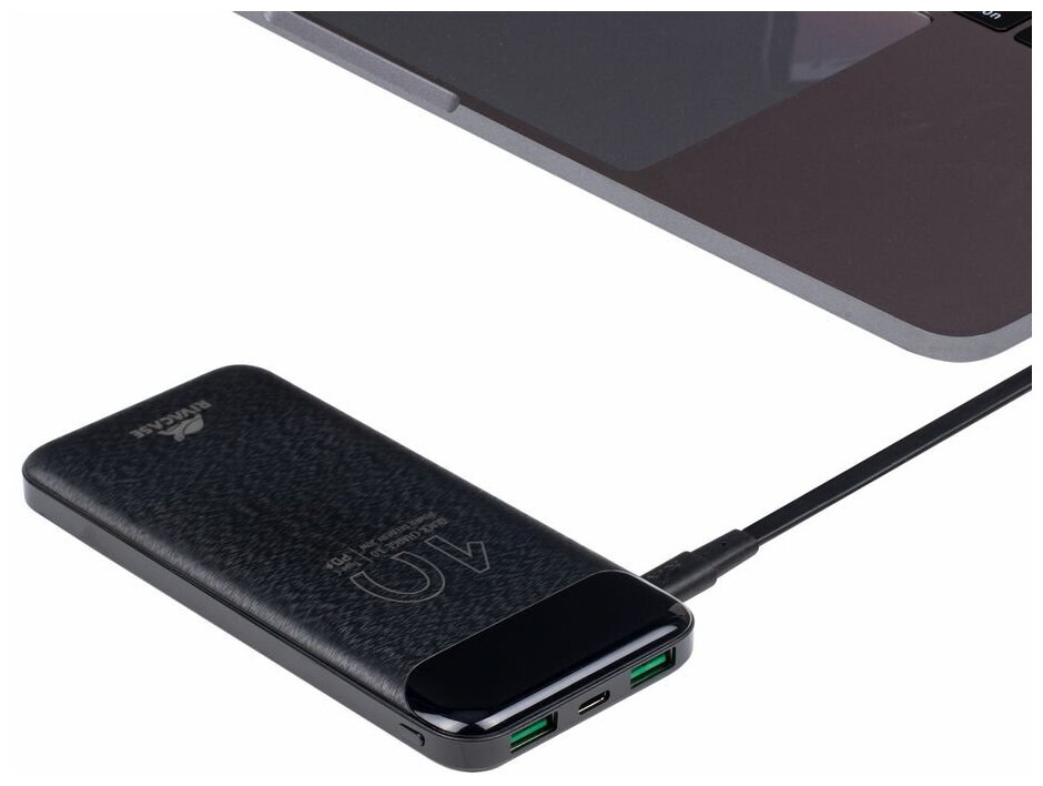 Внешний аккумулятор RivaCase PowerBank VA2542 10000mAh дисплей Li-pol Type-C Micro USB Quick Charge 30A