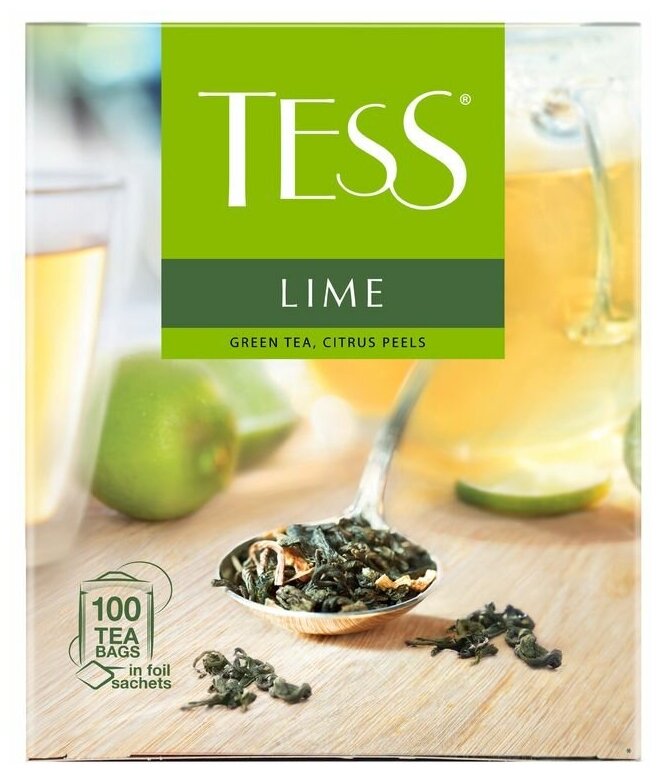 Чай в пакетиках зеленый Tess Lime, 100 шт - фотография № 12