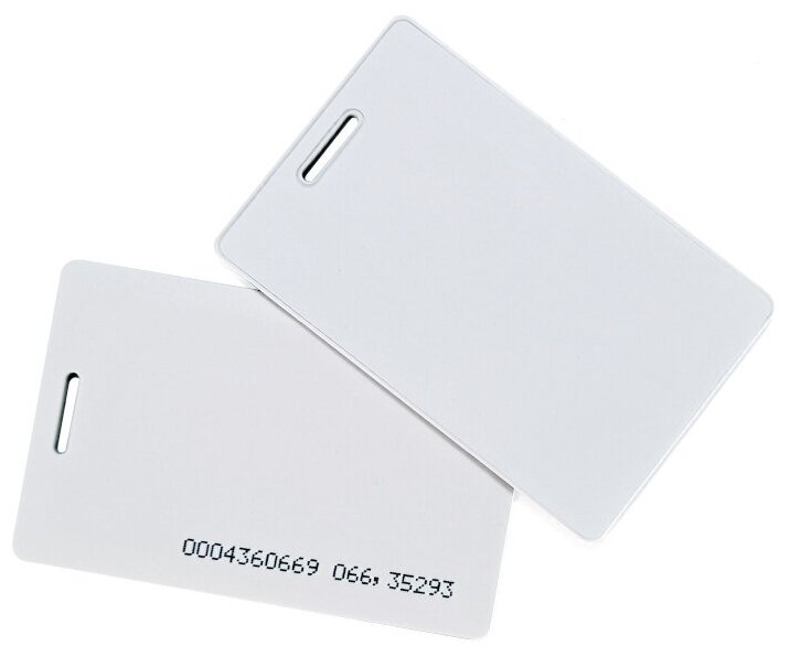 Карта доступа толстая Em-marine (10шт) с прорезью. Частота 125 кГц. Clamshell RFID. Карта с уникальным с кодом (идентификатор) — фото 1
