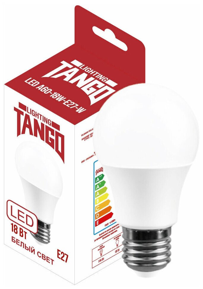 Лампа TANGO LED A60-18W-E27-W 4000K ЛОН