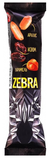 Батончик вафельный глазированный ZEBRA с изюмом и арахисом в мягкой карамели, 40 г, в шоубоксе, ЯВ252 - фотография № 7