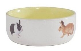 Beeztees 801651 Миска керамическая с изображением кролика, желтая 300мл*11,5см - фотография № 1