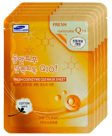 Тканевая маска для лица с коэнзимом Fresh Coenzyme Q10 Mask Sheet 3W Clinic - фото №17