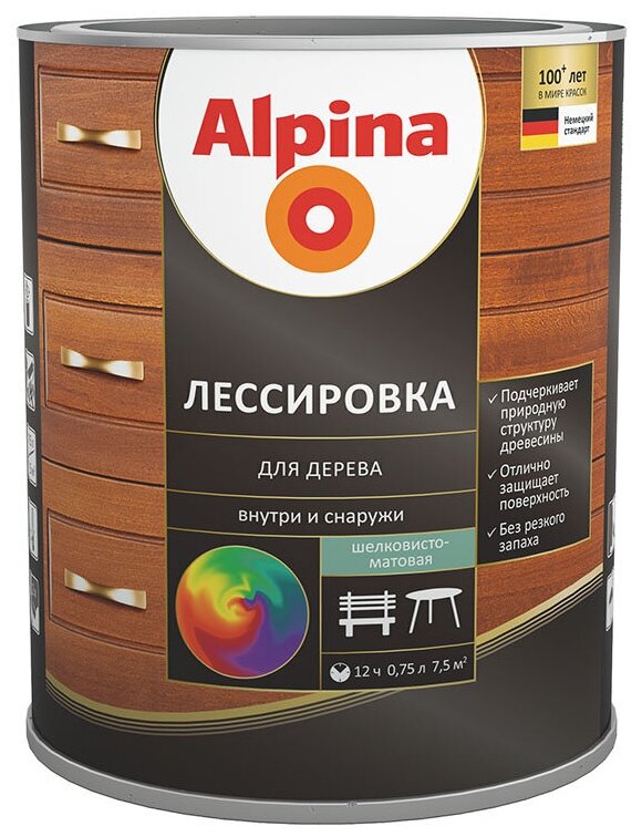Alpina Лессирующий состав, лессировка для дерева, Черный, 0.75 л - фотография № 2