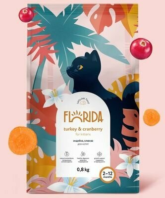 FLORIDA сухой корм для котят с индейкой и клюквой 3+1 кг