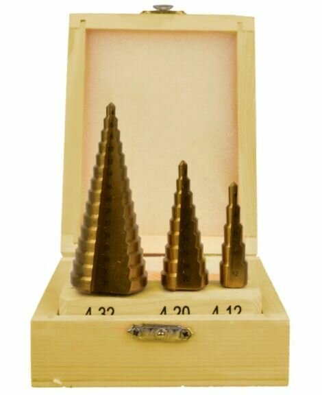 фото Набор ступенчатых сверл (4-12 / 4-20 / 4-32) HSS TIN