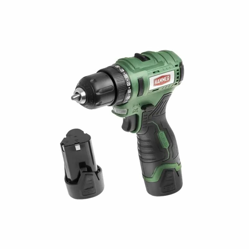 Дрель-шуруповерт аккумуляторная бесщеточная Hammer ACD12BLC 216-028, 12 В Li-Ion 2x2 Ач