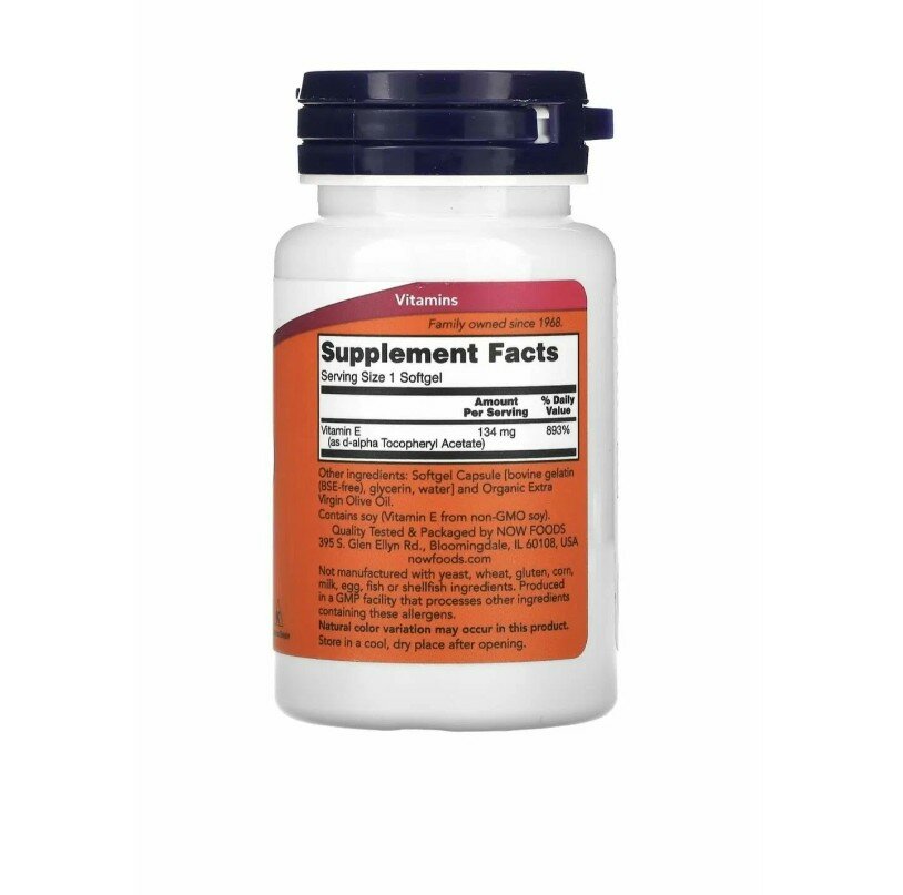 Картинки Vitamin E 200 D Alpha Tocopheryl 134mg 100 caps Now