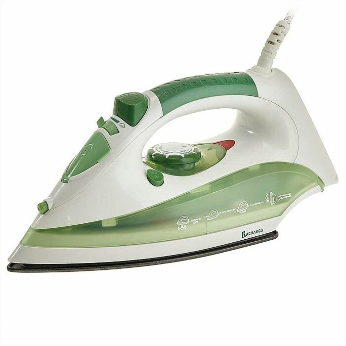 Утюг электрический Василиса У2-2000, паровой удар, 2000Вт, белый с зеленым