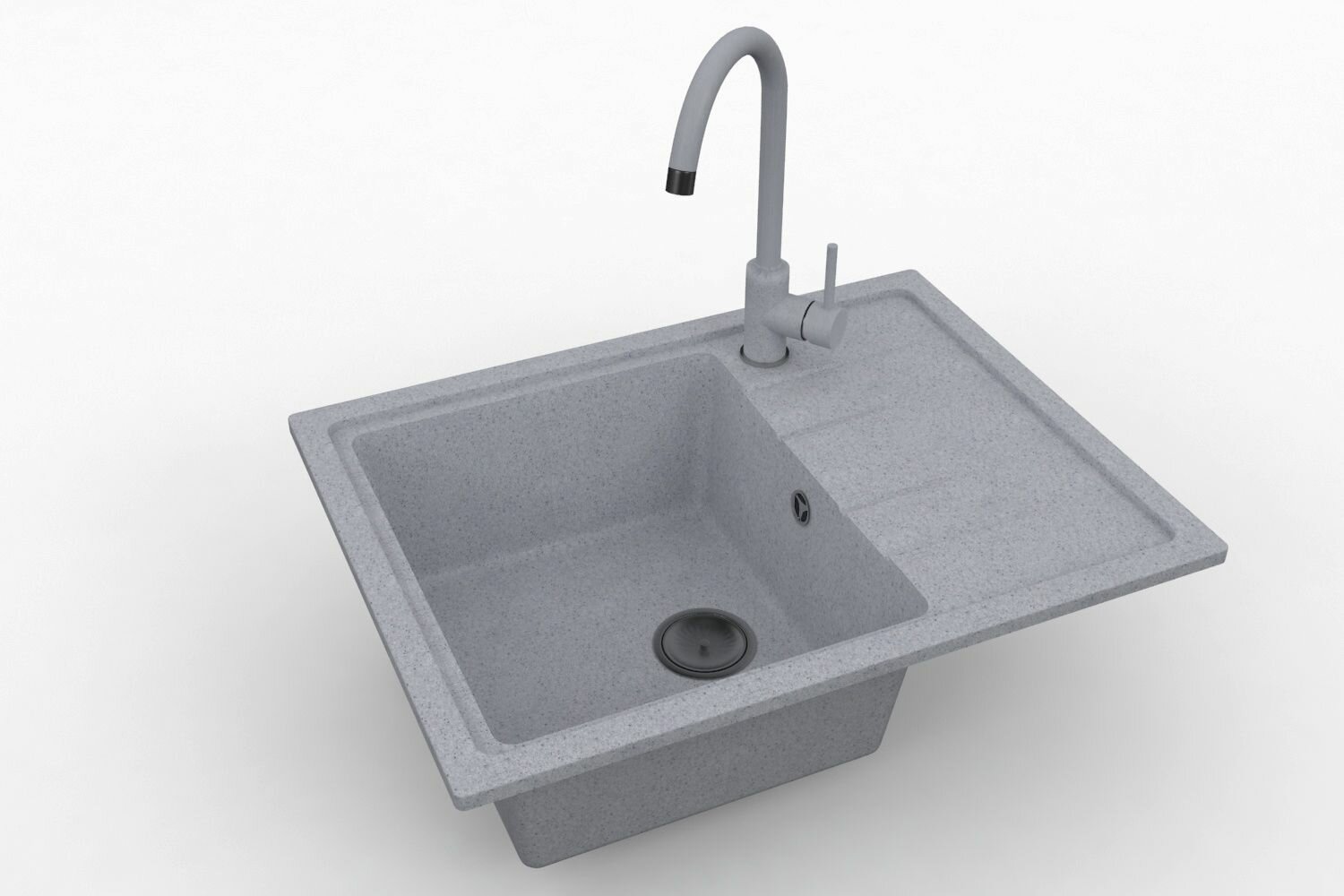 Кухонная мойка мраморная GranAlliance G-26 Темно-серая матовая 570*470*200 без сифона
