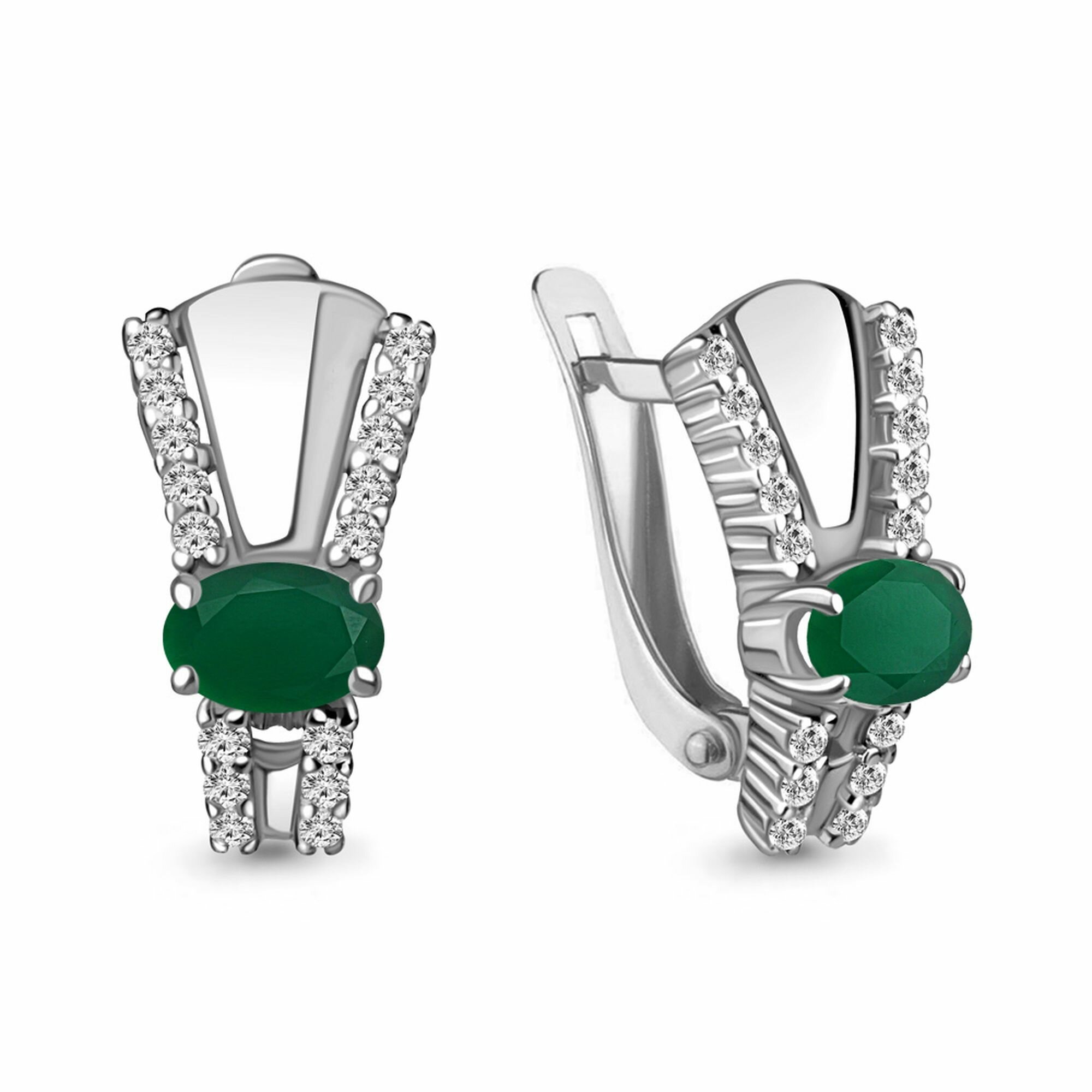 Серьги Diamant online, серебро, 925 проба, родирование, фианит, агат, длина 1.6 см, , бирюзовый