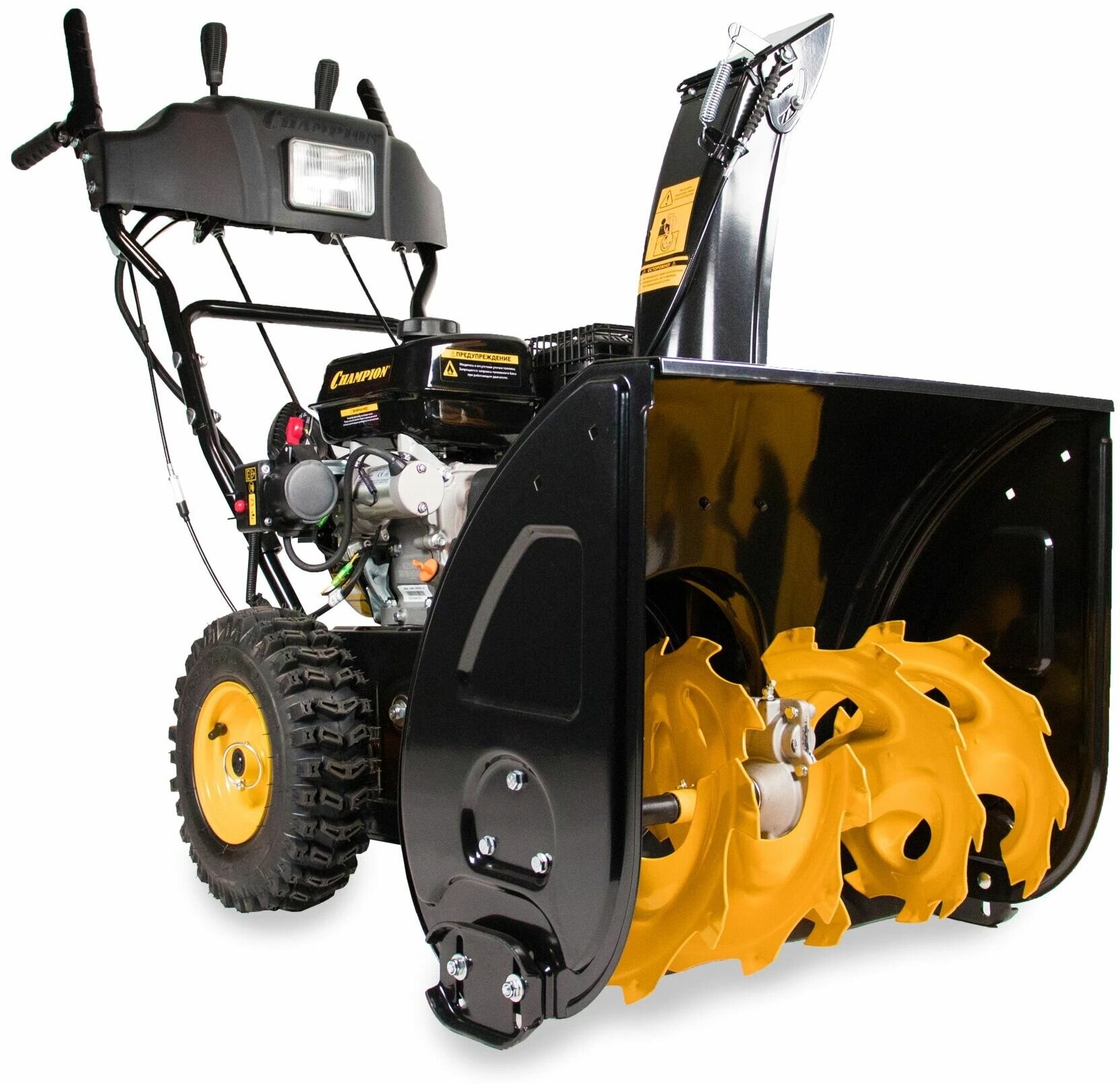 Снегоуборщик бензиновый CHAMPION ST762E двигатель Champion 6.5 л. с 51х62 см 6 вперед/2 назад LED-фары