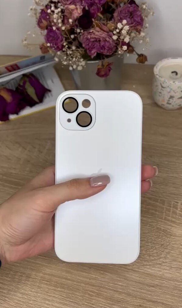 Чехол матовый стеклянный на iPhone 15 Белый