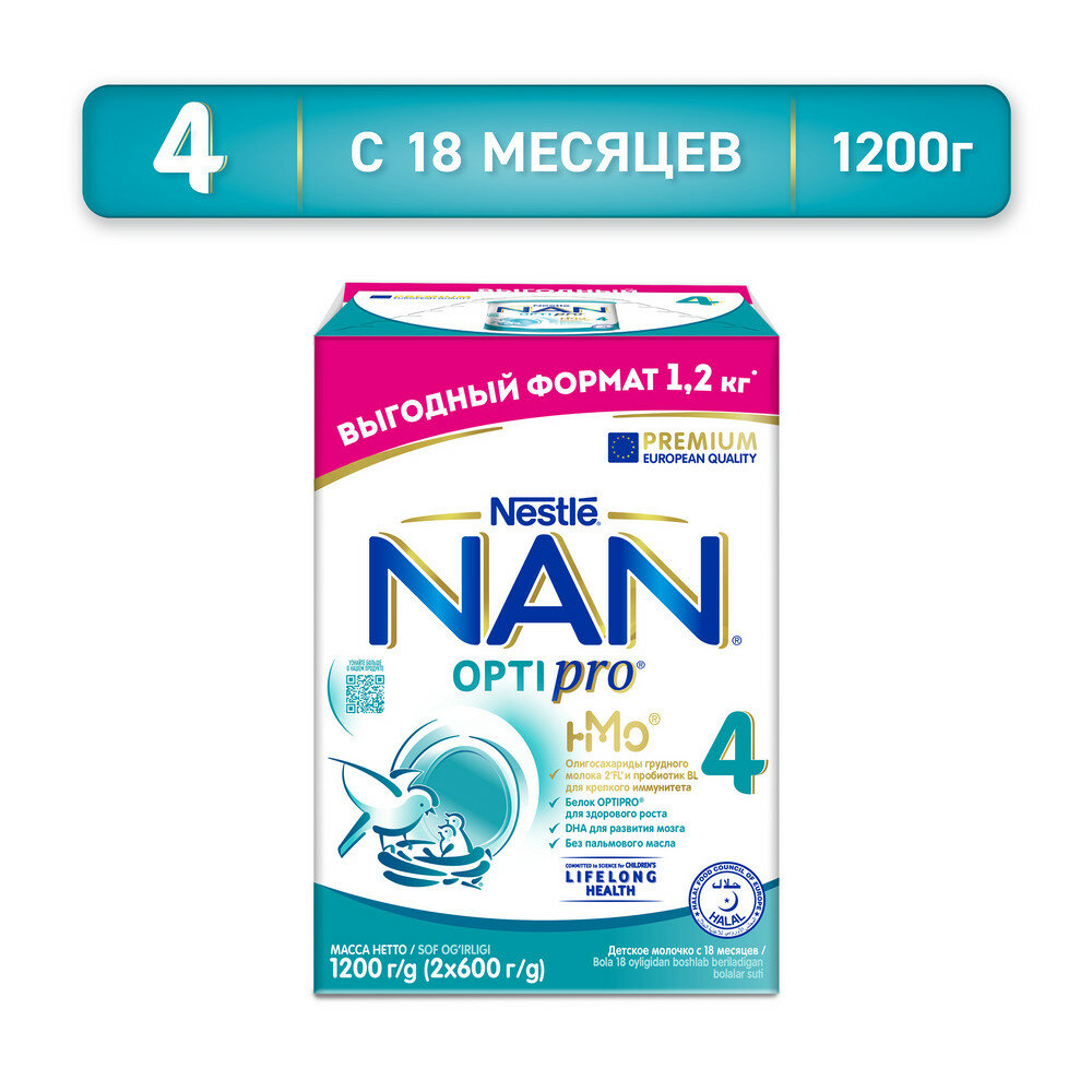 NAN 4 OPTIPRO молочко для роста, иммунитета и развития мозга 1200 г с 18мес