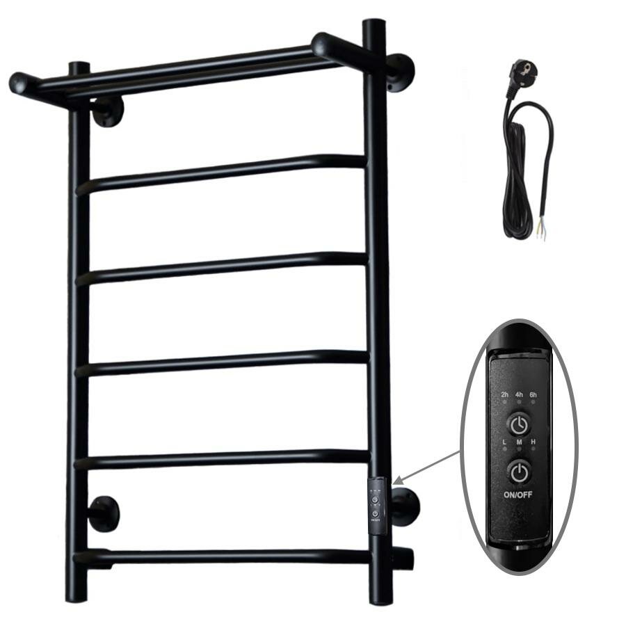 Электрический полотенцесушитель Тругор Пэк сп 6 П 80х40 ВГП с полкой цвет Черный