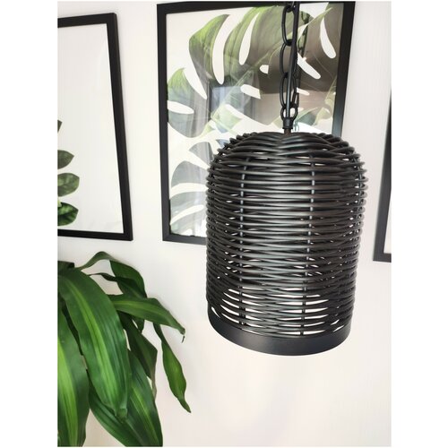 Подвесной светильник, потолочный светильник S4260-3 из полиротанга, черный, Е27, 60 Вт