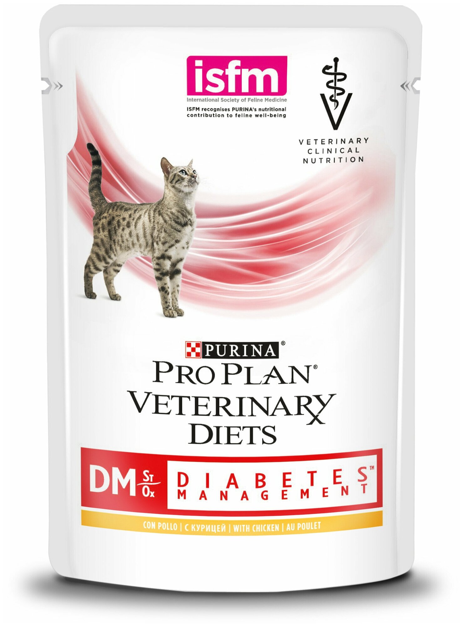 Влажный корм для взрослых кошек Pro Plan Veterinary Diets DM ST/OX Diabetes Management при сахарном диабете, с курицей в соусе 10шт.*85 г