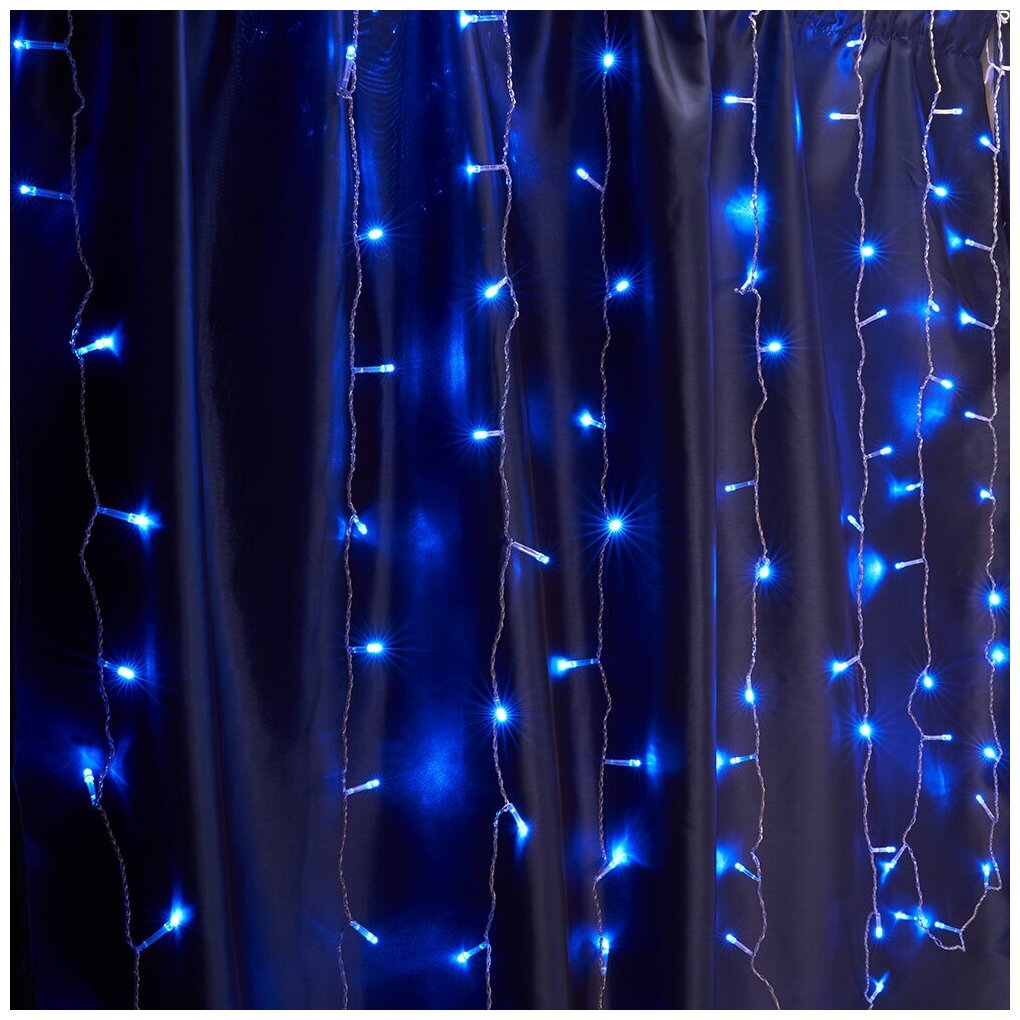 фото Светодиодная гирлянда Feron CL19 занавес 2*1,5м 3м 230V 5000К, статичная, c питанием от сети, прозранчый шнур, 32329