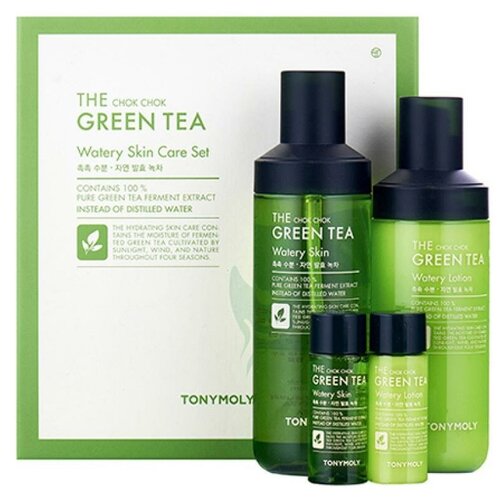 Набор для ухода за кожей лица с экстрактом зеленого чая TONY MOLY THE CHOK CHOK GREEN TEA Watery Skin Care Set tony moly эссенция для кожи с экстрактом зеленого чая the chok chok green tea watery essence 55 мл