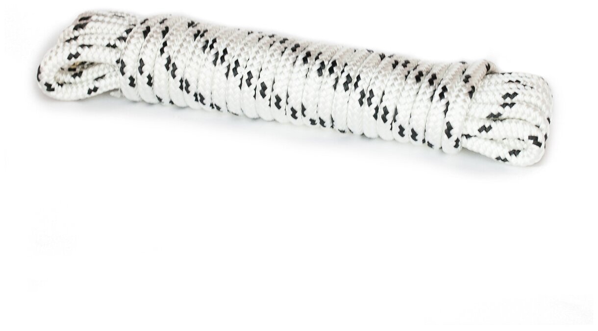 Шнур плетеный швартовый 12 мм, бел/черн, 2100 кг, 9 м