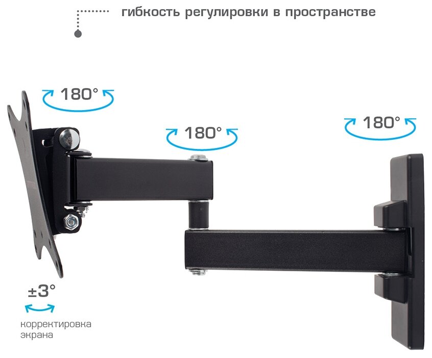 Кронштейн для телевизора Arm Media MARS-02 черный 10"-32" макс.20кг настенный поворот и наклон