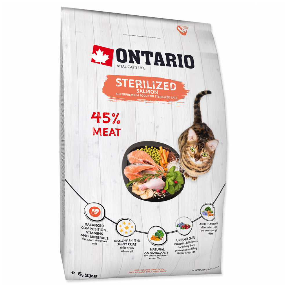 Ontario корм для стерилизованных кошек, с лососем (sterilised salmon) - фотография № 7