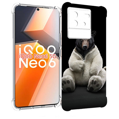 Чехол MyPads Медведь-бурый-белый для Vivo iQoo Neo 6 5G задняя-панель-накладка-бампер