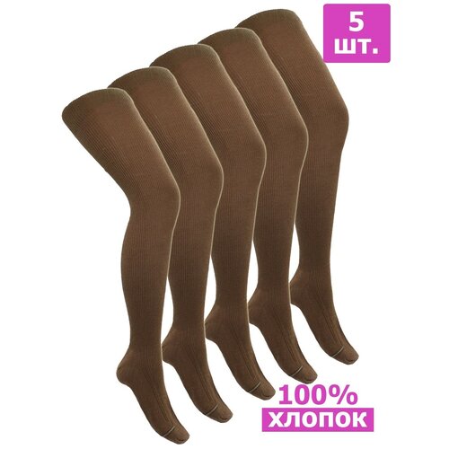 С 105 Комплект женских колготок из хлопка бабушкины - 5 штук 48-50 Коричневый 966₽