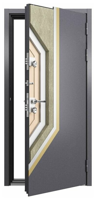 Дверь входная для дома Torex Snegir Termo 880х2050 правый тепло-шумоизоляция терморазрыв, замки 3-го класса, зеркало, коричневый/бежевый - фотография № 5