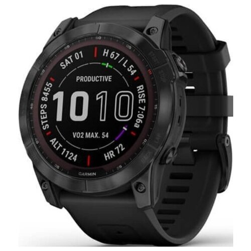 Смарт-часы Garmin Fenix 7X Sapphire Solar Wi-Fi титановый черный с силиконовым ремешком 7598900₽