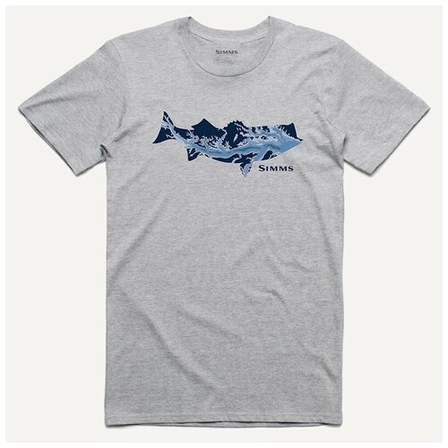 фото Simms футболка striper bay fill t-shirt grey heather, мужской, m активный отдых