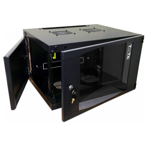 настенный шкаф twt next 12u 550x450 стеклянная дверь черный cbwng 12u 6x4 bk Шкаф коммутационный Lanmaster TWT-CBWNG-12U-6X4-BK, black