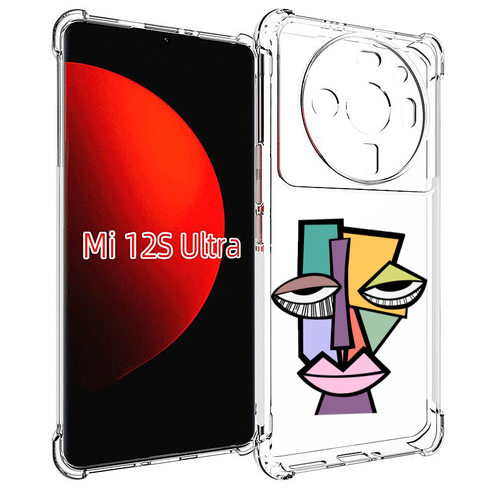 Чехол MyPads лицо из квадратиков с глазами женский для Xiaomi 12S Ultra задняя-панель-накладка-бампер