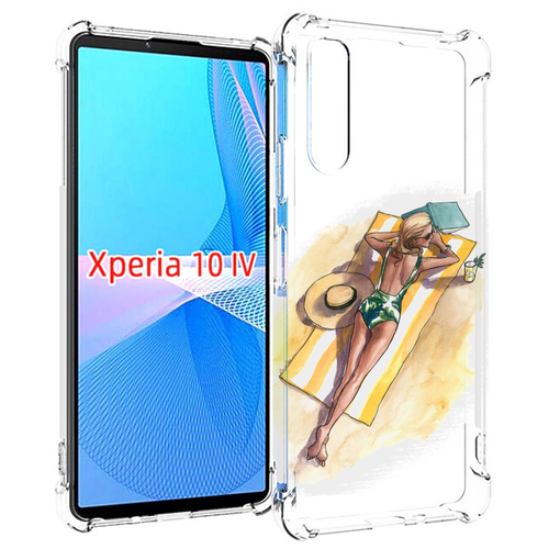 Чехол MyPads девушка на пляже женский для Sony Xperia 10 IV (10-4) задняя-панель-накладка-бампер