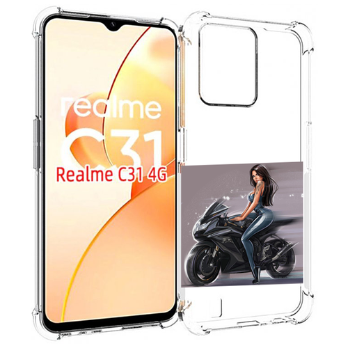 Чехол MyPads девушка-на-мотоцикле для OPPO Realme C31 задняя-панель-накладка-бампер