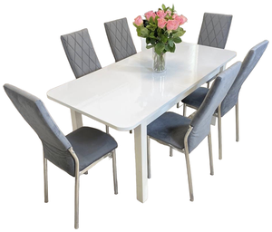 Обеденная группа стол NGVK Мега 2 белый и 6 стульев Омега 2 цвет Серый