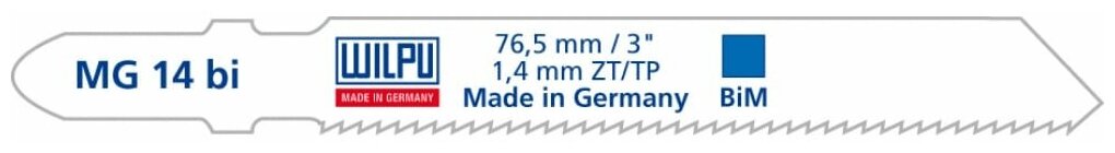 Пилка по металлу MG 14 bi (5 шт: 76.5х7.8х1 мм: 55 мм: 18 TPI: BiM) WILPU 258100005 15598270