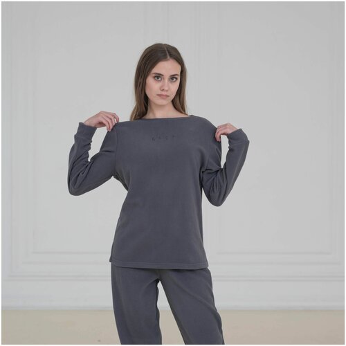 фото Тёмно-серая женская толстовка «просто» без капюшона и молнии, размер xl (50) кофтёныши