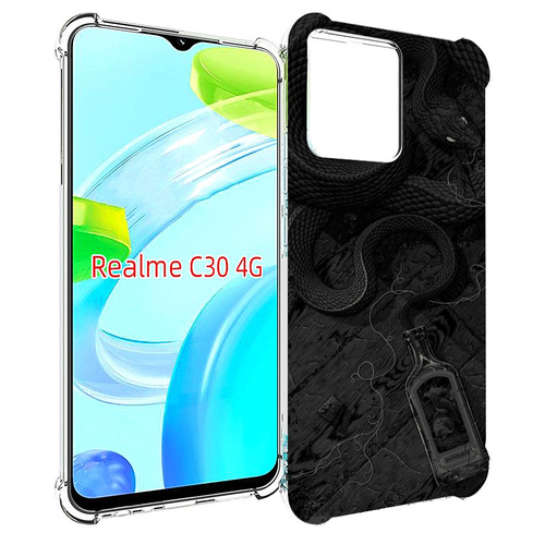 Чехол MyPads змея с бутылкой для Realme C30 4G / Narzo 50i Prime задняя-панель-накладка-бампер