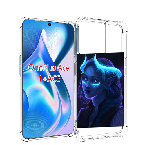 Чехол MyPads девушка синяя ледяная женский для OnePlus Ace задняя-панель-накладка-бампер