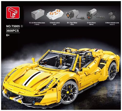 Конструктор/ Technic/ Гоночная машина Ferrari 488/ 3608 деталей/ T5005/ ребенку