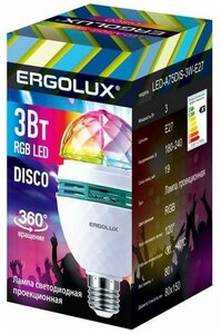 Ergolux LED-A75DIS-3W-E27 Диско-лампа с переходником в розетку .