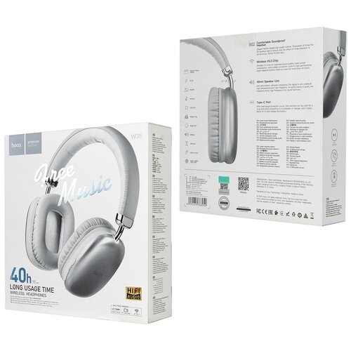 Наушники W35 Wireless Headset Long Usage Time HOCO серебро 127000₽
