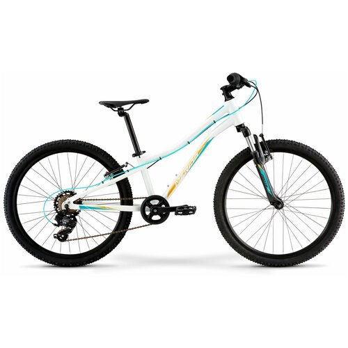 Велосипед подростковый горный Merida Matts J.24 ECO Glossy White/Teal/Gold 2022 с колесами 24, 7 скоростей