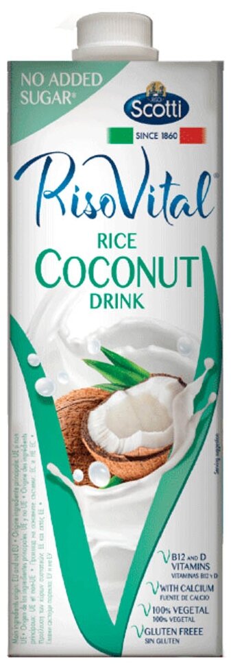 Растительный напиток Riso Scotti рисово-кокосовый напиток с кальцием "Riso Vital" 1л - фотография № 1