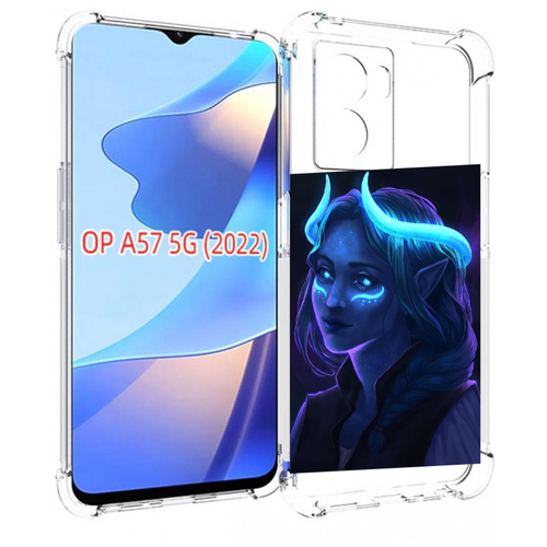 Чехол MyPads девушка синяя ледяная женский для OPPO A57 5G(2022) задняя-панель-накладка-бампер
