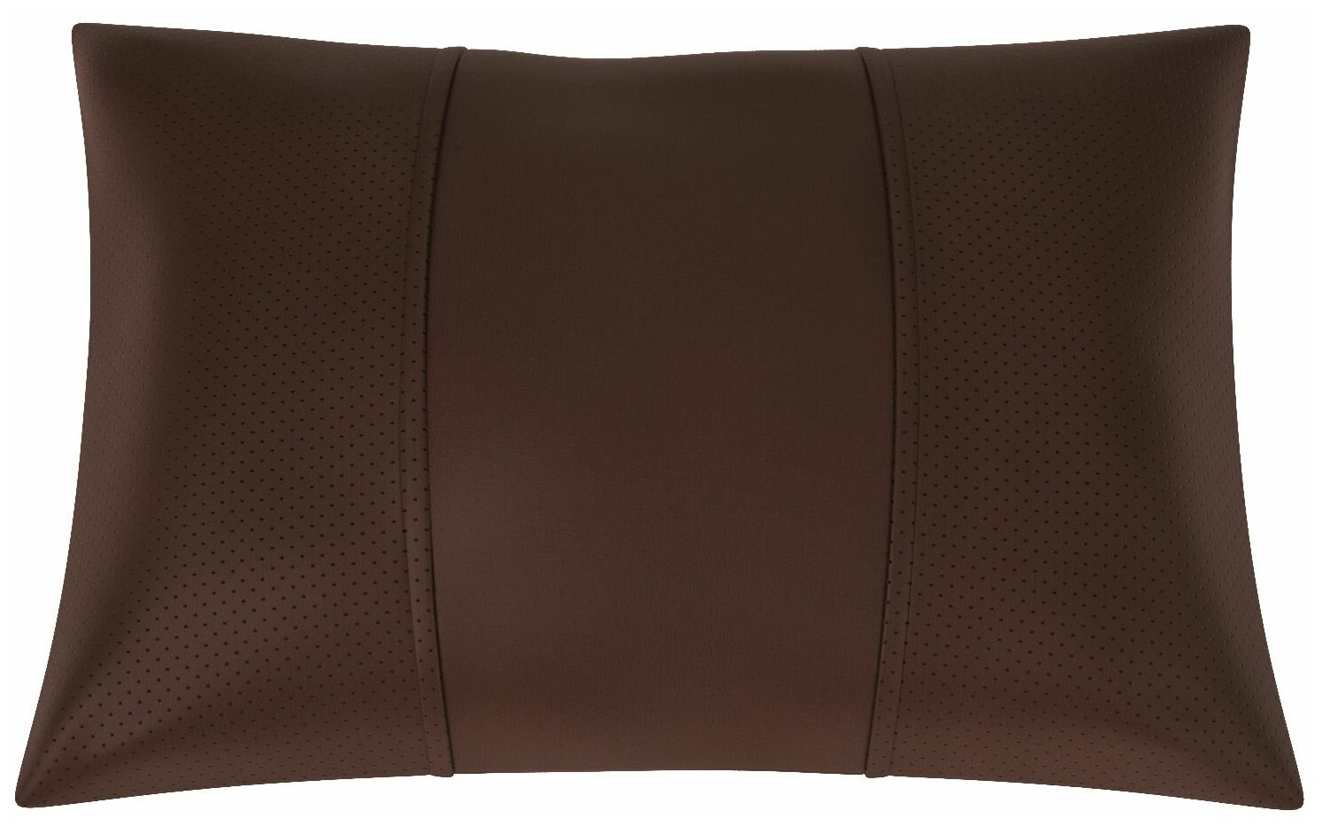 Автомобильная подушка для KIA Optima (Киа Оптима). Экокожа. Середина: шоколад гладкая экокожа. Боковины: шоколад экокожа с перфорацией. 1 шт.